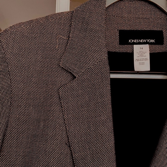 Y2K Brown Birdseye One Button Blazer Size 14 - Picture 1 of 10